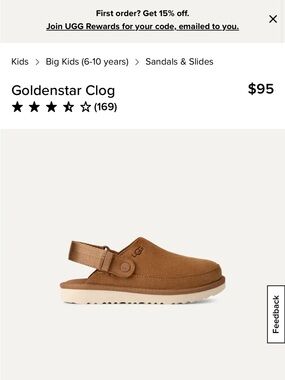 UGG Kids Goldenstar Clog in Chestnut Tan with Cream Sole